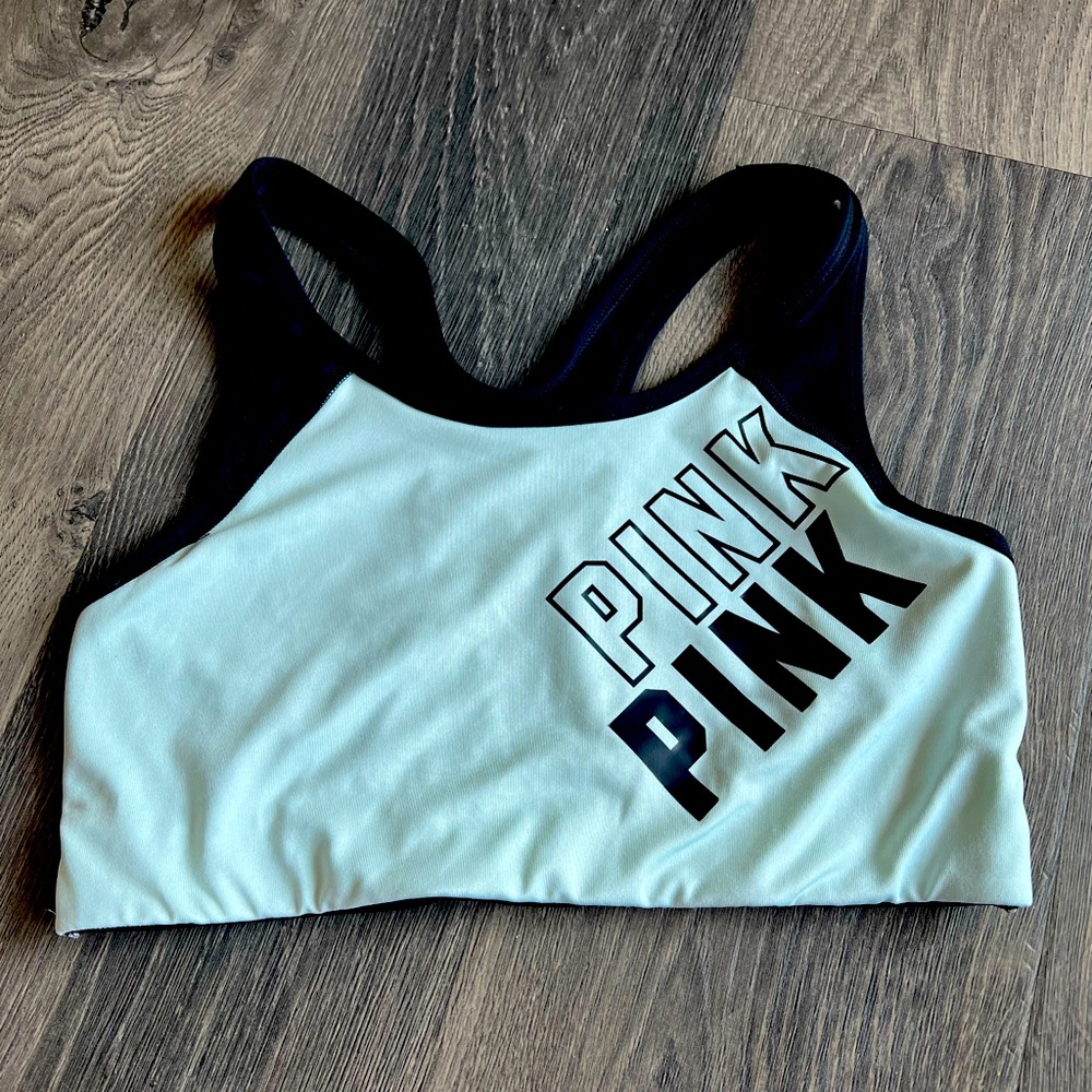 PINK Victoria Secret (VS) Teal and Black Sports Bra Size Large